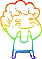 rainbow gradient line drawing cartoon friendly man vector