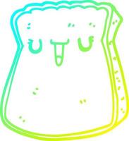 cold gradient line drawing cartoon slice of bread vector