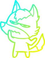 cold gradient line drawing cartoon annoyed wolf vector