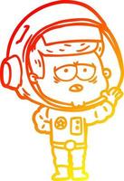 cálido gradiente línea dibujo dibujos animados cansado astronauta vector