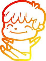 warm gradient line drawing cartoon happy boy vector