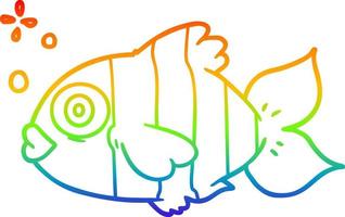 rainbow gradient line drawing cartoon exotic fish vector