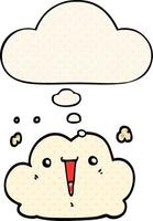 cute cartoon cloud and thought bubble in comic book style vector