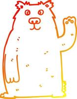 warm gradient line drawing cartoon bear vector