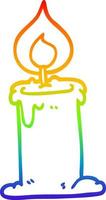rainbow gradient line drawing cartoon candle burning vector