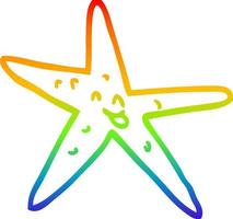 rainbow gradient line drawing cartoon happy star fish vector