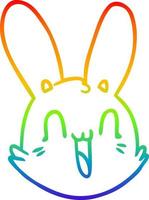 rainbow gradient line drawing cartoon crazy happy bunny face vector