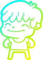 cold gradient line drawing cartoon happy boy vector
