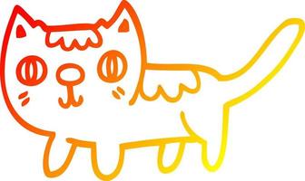 warm gradient line drawing cartoon little cat vector