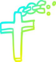 cold gradient line drawing cartoon crucifix on chain vector