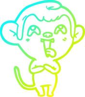 cold gradient line drawing crazy cartoon monkey vector