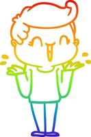 rainbow gradient line drawing cartoon laughing boy vector