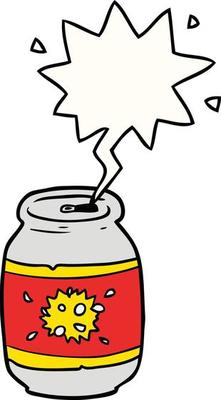 cartoon can of soda and speech bubble