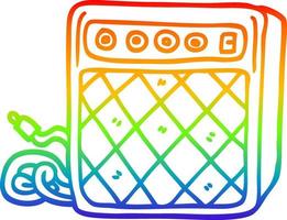 sistema de altavoces retro de dibujos animados de dibujo lineal de gradiente de arco iris vector