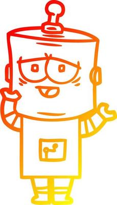warm gradient line drawing cartoon robot