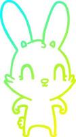 cold gradient line drawing cute cartoon rabbit vector