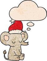 cute christmas elephant and thought bubble in grunge texture pattern style vector