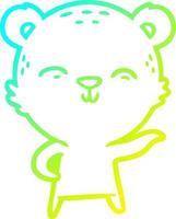 cold gradient line drawing happy cartoon bear vector