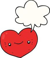 heart cartoon character and speech bubble vector