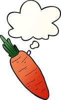 cartoon carrot and thought bubble in smooth gradient style vector