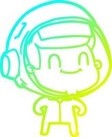 cold gradient line drawing happy cartoon astronaut man vector