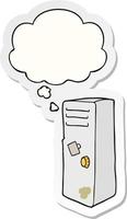 cartoon locker and thought bubble as a printed sticker vector