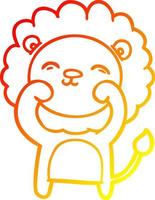 warm gradient line drawing cartoon lion vector