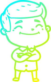 línea de gradiente frío dibujo hombre de dibujos animados feliz vector