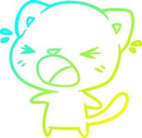 cold gradient line drawing cute cartoon cat crying vector