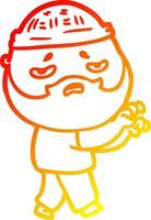warm gradient line drawing cartoon worried man with beard vector