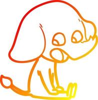 warm gradient line drawing cute cartoon elephant vector