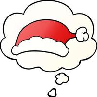 cartoon christmas hat and thought bubble in smooth gradient style vector