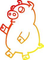 warm gradient line drawing cartoon funny pig vector