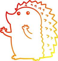warm gradient line drawing cartoon hedgehog vector
