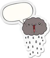 cartoon cloud and speech bubble sticker vector