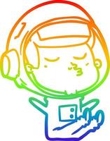 rainbow gradient line drawing cartoon confident astronaut vector