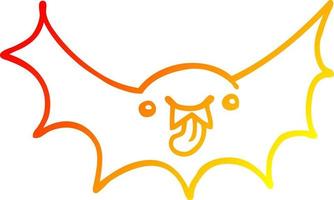 warm gradient line drawing cartoon vampire bat vector