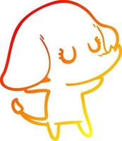 warm gradient line drawing cute cartoon elephant vector