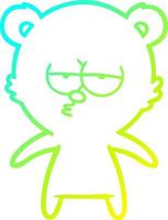 cold gradient line drawing bored bear cartoon vector