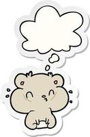 cartoon hamster and thought bubble as a printed sticker vector