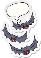cartoon vampire bats and speech bubble sticker vector