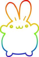 rainbow gradient line drawing cartoon rabbit vector