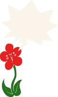 cartoon flower and speech bubble in retro style vector