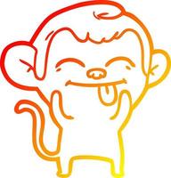 warm gradient line drawing funny cartoon monkey vector