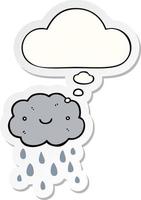 cute cartoon cloud and thought bubble as a printed sticker vector