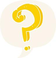 cartoon question mark and speech bubble in retro style vector