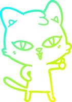 cold gradient line drawing cartoon cat vector