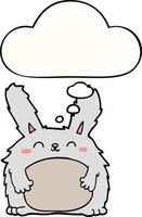 cartoon furry rabbit and thought bubble vector