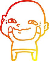 warm gradient line drawing cartoon creepy guy vector