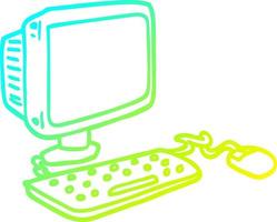 cold gradient line drawing cartoon office computer vector